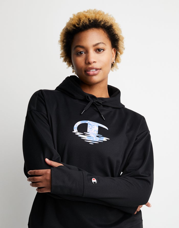 Champion Hoodie Dames - Zwart - Game Day Ripple Effect ( 847105-LTE )